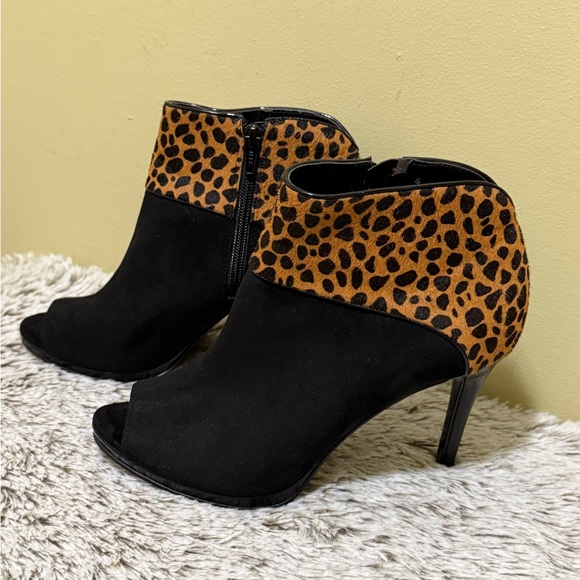 Nine West Black and Leopard Ankle Booties - Picture 3 of 8